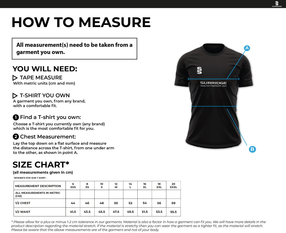 Guildford High School Netball Top - for U16 and Senior player ONLY - Size Guide