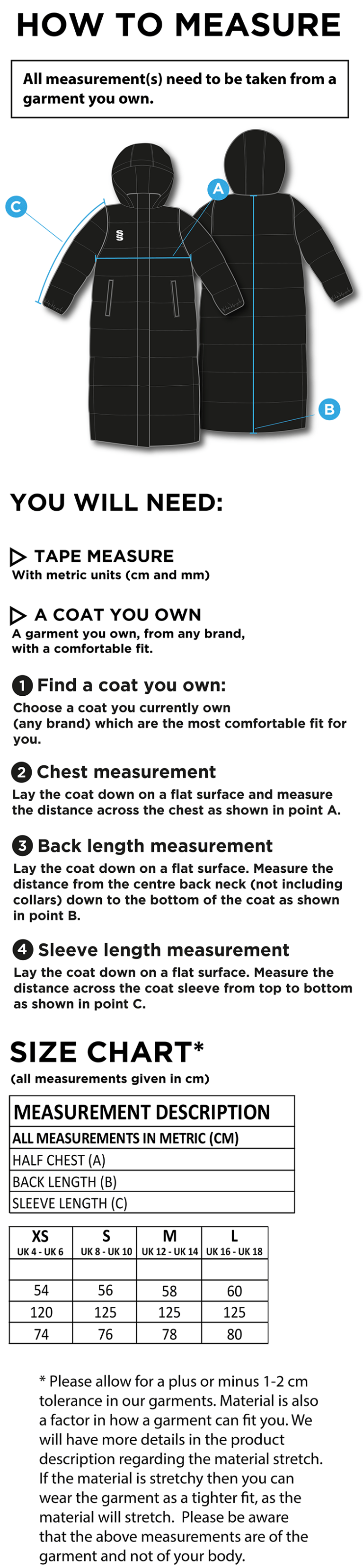 GUILDFORD HIGH SCHOOL SUB JACKET - Size Guide